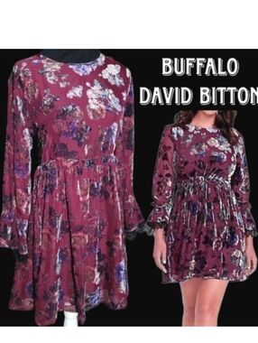 Floral Velvet iridescent 1990s grunge style  Buffalo david bitton mini dress